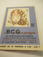 Petit Carnet De 10  Timbres/Comité National De Défense Contre La Tuberculose/Le BCG Le Protège /1966-67        TIBANTI20 - Disease