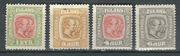 ISLANDE N° 75 à 77 + 79 * - Neufs