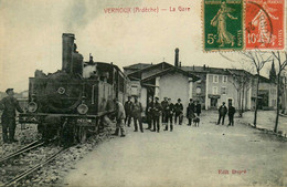 Vernoux * La Gare * Locomotive Machine Train * Ligne Chemin De Fer Ardèche - Vernoux