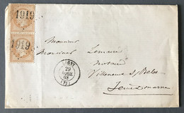 France N°21 (paire) Sur Lettre TAD Lagny (73) 29.4.1863 + GC 1919 - (N229) - 1849-1876: Periodo Clásico