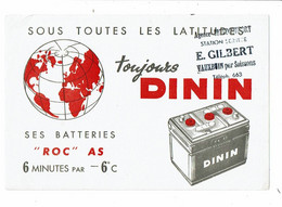 Buvard DININ SES BATTERIES ROC Sous Toutes Latitudes Globe Mappe Monde Station Service E. Gilbert VAUXBUIN - Automobil