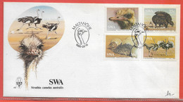 OISEAUX AUTRUCHES SUD OUEST AFRICAIN LETTRE FDC DE 1985 - Autruches