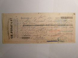 MANDAT LETTRE DE CHANGE CHEQUE - CH. PINAT & CIE - ALLEVARD - 5 OCTOBRE 1891 - SABATIER JEUNE COUTELLERIE - Lettres De Change