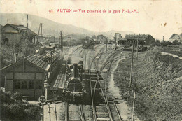 Autun * Vue Générale De La Gare PLM * Train Locomotive * Ligne Chemin De Fer - Autun