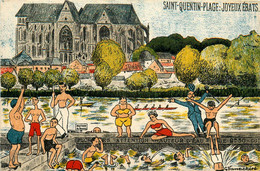 St Quentin * CPA Illustrateur G. Vanackere * SAINT QUENTIN PLAGE : JOYEUX EBATS * Baigneurs Baigneuses - Saint Quentin