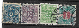 Dänemark,  4 Gestempelte Werte Der Verrechnungsmarken- Ausgabe Von 1907, WZ 1 - Dienstpost