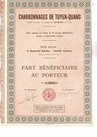 CHARBONNAGES DE TUYEN-QUANG - HANOI -TONKIN - LOT DE 10 PARTS BENEFICIAIRES- 1949 - Miniere