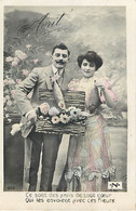 1ER AVRIL - COUPLE AVEC FLEURS - POISSON - 1er Avril - Poisson D'avril