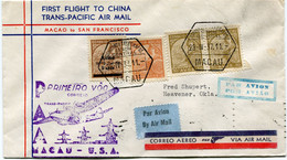 MACAO LETTRE "FIRST FLIGHT TO CHINA TRANS-PACIFIC AIR MAIL MACAO TO SAN FRANCISCO " AVEC CACHET ILL " PRIMEIRO VOO..USA" - Brieven En Documenten