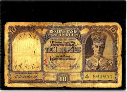 British India / PAKISTAN 1943 King George VI Rs. 10 Ten Rupees Note C D DESHMUKH Manuscript Pakistan To Use In Pakistan - Inde