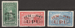 PANAMA  1949 Il 75° Anniversario Dell'UPU  N.458/460 MH* - Unused Stamps