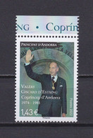 ANDORRE FRANCAISE 2022 TIMBRE N°871 NEUF** VALERY GISCARD D'ESTAING - Neufs