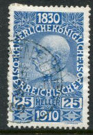 AUSTRIA 1910 80th Birthday Of Franz Joseph 25 H..used  Michel 169 - Used Stamps