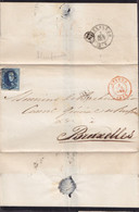 Belgium ANVERS Folded 'Mourning' Cover Sorgen Brief Lettre 1855 BRUXELLES Leopold I. Imperf. THICK Paper (3 Scans) - 1849-1865 Medallions (Other)
