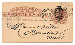 USA, Postal Card, Haynes Lord & Co., New York 1887 - Nach Housatonic, Massachusetts - 1901-20