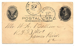USA, Postal Card, Amherst 1905, Virginia - Nach James River - 1901-20