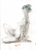 Superbe Aquarelle JEUNE FEMME NU, Akt, Nude  PEINTURE AQUARELLE  Signé - - Aquarelles