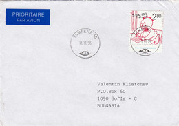 Finland - 060/1996 COMICS, Letter Ordinary+priority From Tampere To Sofia(Bulgaria), Single Franked - Lettres & Documents