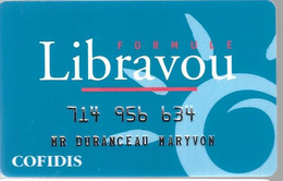 CARTE-CREDIT-COFIDIS LIBRAVOU-V°Utilisation Minitel/Serveur Vocal-TBE/RARE - Disposable Credit Card