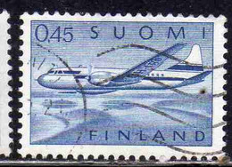 SUOMI FINLAND FINLANDIA FINLANDE 1963 AIR POST MAIL AIRMAIL CONVAIR OVER LAKES 0.45m 45p USED USATO OBLITERE' - Usados