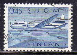 SUOMI FINLAND FINLANDIA FINLANDE 1963 AIR POST MAIL AIRMAIL CONVAIR OVER LAKES 0.45m 45p USED USATO OBLITERE' - Used Stamps