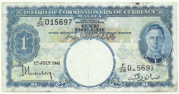 Malaya - 1 Dollar - 1.7.1941 (1945 ) - Pick 11 - Serie F/26 - Malaysia - Malesia
