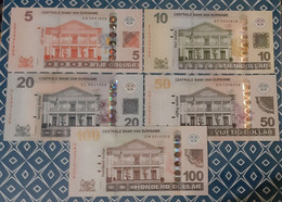 Surinam Set 5, 10, 20, 50 And 100 Dollars 2012-2019  P162-166 UNC - Surinam