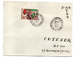 Côte D'Ivoire-1968-lettre  ABOISSO  Pour Besançon-25-tp Cueillette Noix Palmiste.  Seul Sur Lettre..beau Cachet. - Costa D'Avorio (1960-...)