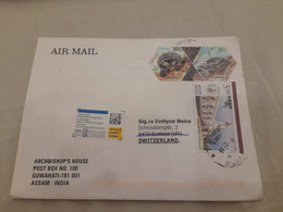 INDIA,2011,RETURN TO SENDER LABEL,AIR MAIL COVER TO SWITZERLAND,3 STAMPS,TORTOISE,POSTAL HERITAGE, GUWAHATI - Luftpost