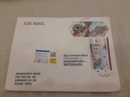 INDIA,2011,RETURN TO SENDER LABEL,AIR MAIL COVER TO SWITZERLAND,3 STAMPS,TORTOISE,POSTAL HERITAGE, GUWAHATI - Corréo Aéreo