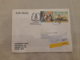 INDIA,2008,RETURN TO SENDER LABEL,AIR MAIL COVER TO SWITZERLAND, 2 INDIAN INSTITUTE OF SCIENCE STAMPS, GUWAHATI - Poste Aérienne