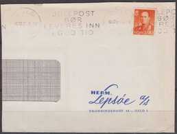 NORVEGE  90o. Jaune-orange Y.T.385A    SEUL Sur Enveloppe  Fenetre Pub Coupée    De OSLO  Le 10 12 1964 - Brieven En Documenten