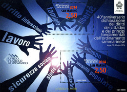 320802 MNH SAN MARINO 2014 40 ANIVERSARIO DERECHOS DEL TRABAJO - Oblitérés