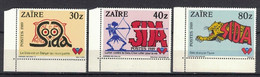 Zaire 1990, Sida, Fight Against Aids **, MNH, Corner-Margin - Ungebraucht