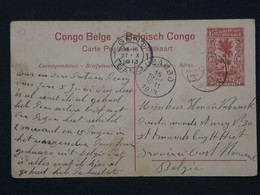 G 22 CONGO   BELGE BELLE CARTE ENTIER SERIE 1 .N°3 RARE KATENGA  1913 POUR GANT BELGIQUE+++AFF. INTERESSANT - Ganzsachen