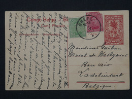 G 22 CONGO   BELGE BELLE CARTE ENTIER SERIE 1 .N°4 RARE KATENGA  1922 POUR GANT BELGIQUE+++AFF. INTERESSANT - Stamped Stationery