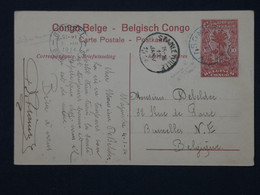 G 22 CONGO   BELGE BELLE CARTE ENTIER SERIE 1 .N°9 RARE KATANGA  1914 STANLEYVILLE A  BRUSSELS  BELGIQUE++ - Interi Postali