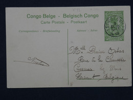 G 22 CONGO   BELGE BELLE CARTE ENTIER SERIE 1 .N°9 RARE   1913 LEOPOLDVILLE A  HAINAUT   BELGIQUE++ - Entiers Postaux