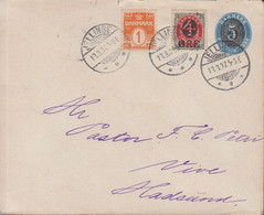 1907. DANMARK.  5 On 4 øre Envelope + 1 øre + 4 On 8 øre On Envelope From JELLINGE 13.3.... (Michel 42 + 40Z) - JF434833 - Lettres & Documents