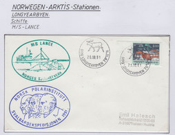 Spitsbergen Cover Norsk Polarinstitut Svalbard Expedition / MS Lance  Ca Longyearbyen 28.08.1991 (LO210B) - Arctic Expeditions