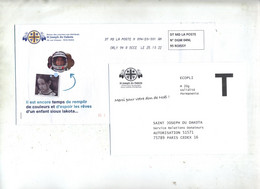 Enveloppe Reponse T Saint Joseph Du Dakota + Destineo  Avec Cachet Lineaire Orly Curiosite Theme Espace - Kaarten/Brieven Antwoorden T