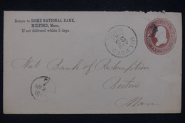 ETATS UNIS - Entier Postal Commercial De Milford Pour Boston En 1887 - L 134185 - ...-1900