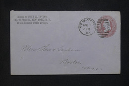 ETATS UNIS - Entier Postal Commercial De New York Pour Boston En 1887 - L 134186 - ...-1900