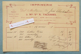 ● Imprimerie TACUSSEL Facture 1915 - AIX En Provence Place Saint Honoré -  à Mme De Jessé Charleval - Lettres Décès - Imprimerie & Papeterie