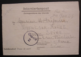 Vittel Grand Hôtel Interniertenpost 1944 Correspondance Des Internés Geprüft 2 De Powell Ilda Pour Nogent - Guerra De 1939-45