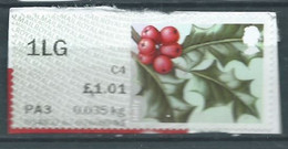 GROSBRITANNIEN GRANDE BRETAGNE GB 2014 POST&GO WINTERFLOWERS: HOLLY CLASS 1LG USED ON PAPER SG FS112 - Post & Go (automaten)