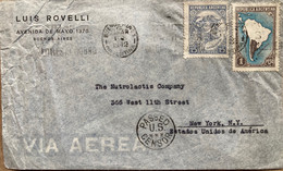 ARGENTINA-1942, WORLD WAR-2, COVER USED TO USA,PASSED US CENSOR CANCEL, PRIVATE COVER, LUIS ROVELLI, MAP, BUFFALO STAMP. - Brieven En Documenten