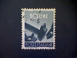 Italy, Scott #473, Used (o), 1945, Post War Definitives, Breaking The Chains, 10 Lira, Slate - Used