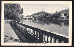 TORINO - SULLE RIVE DEL PO -  VIAGGIATA 1937 - F. P. - STORIA POSTALE - Fiume Po