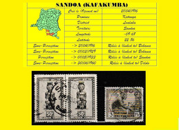 (°) BELGIAN CONGO / CONGO BELGE =  SANDOA CANCELATION STUDY = 3 STAMPS ( VARIA ) [B] [INCLUDING COB 115] - Variedades Y Curiosidades